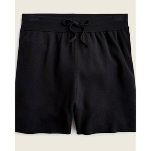 J. Crew Sweat Shorts Women's Large Black Silk Blend Drawstring Stretch